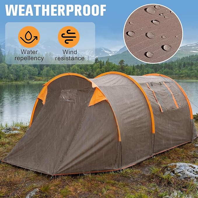 Oxford 2-Person Waterproof Bikepacking Tent with Mesh Windows Lightweight Shelter Windproof Rainproof for Camping Hiking Cycling