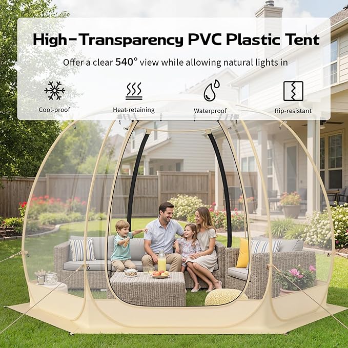 Pop Up Bubble Tent 10 x 10 FT Instant Igloo Tent Suitable for 4-6 People Screen House for Patios Cold