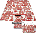 Blue and White Chinese Folk Chinoiserie Style Waterproof Outdoor Picnic Blanket Sandproof Beach Mat for Camping Hiking Grass Travelling