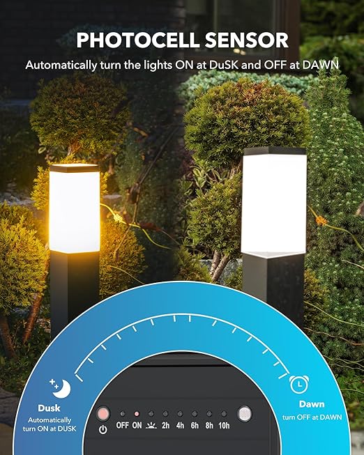 BN-LINK 120W Low Voltage Landscape Transformer with Countdown Timer and Photocell Sensor 125V AC to 12V/14V AC Converter with Overload Protection Weather Durable for Outdoor LED Lighting