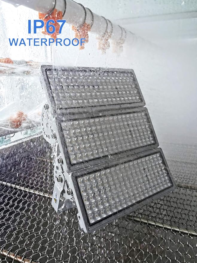 Kekeou 42000LM Stadium Lights Outdoor LED Flood Light 300W 6500K IP67 Waterproof 1500 Watt Equivalent with 3 Adjustable Heads Wider Lighting Angle for Sports Fields and Court