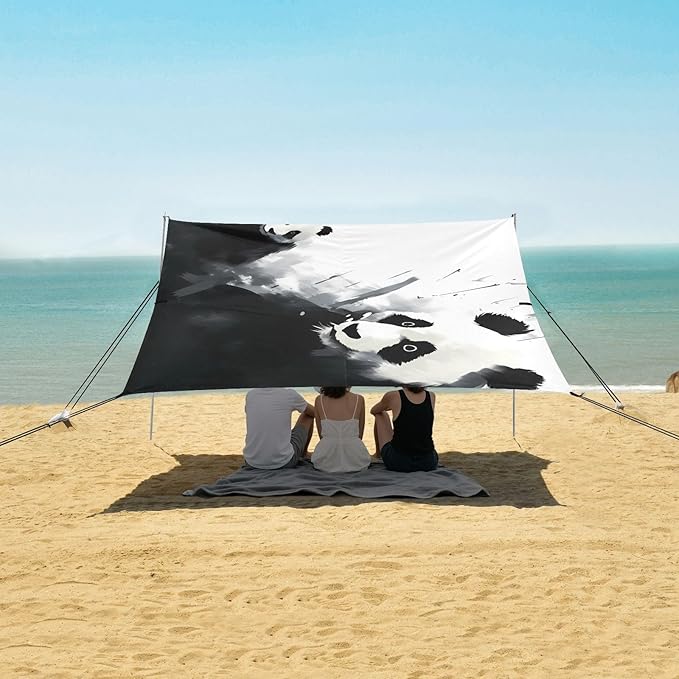 Cute PandaCamping Sun Shelters 9.2 x 10.5 FT Beach Canopy Tent Sun Shade with Carrying Bag for Camping Trips Fishing Backyard Fun or Picnics 21341036