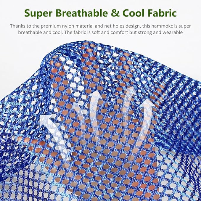 Outdoor Hammock Super Soft and Breathable Mesh Hammock Made of Cool Nylon with Wooden Bars for Indoor Balcony Terrace Garden Camping Backpacking