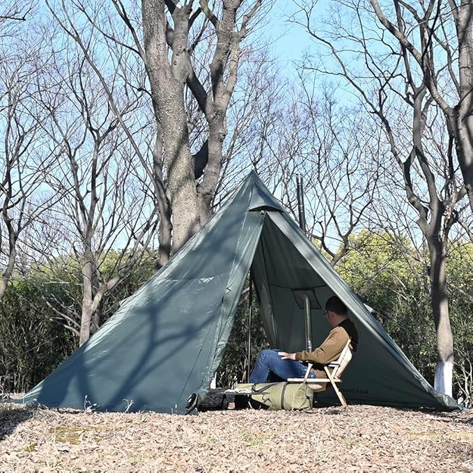 Hot Tent with Stove Jack and Snow Skirt 6.89~8.53ft Standing Room 2~5 Person Tipi Tent for Family Hiking Fishing Hunting Backpacking Camping