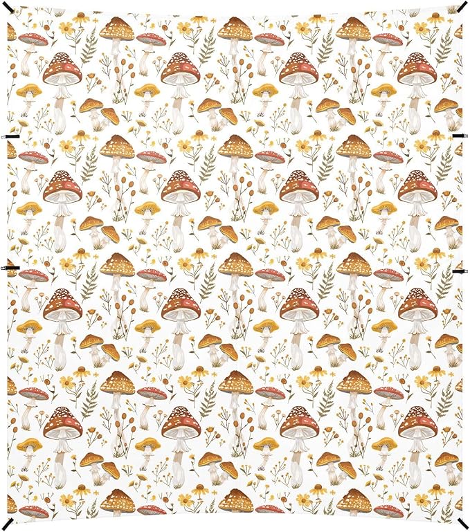 ALAZA Mushroom Flower Beach Tent Sun Shelter UPF50+ Protection Beach Shade Canopy w/ 4 Sandbags for Outdoor Camping Fishing Backyard Fun Picnic 10x9 ft