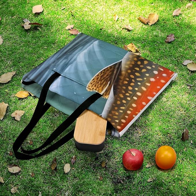 Brook Trout Fly Fishing_79629943 Print Zipper Style Picnic Mat Waterproof &amp Heat-Insulating Foldable Into A Shopping Bag