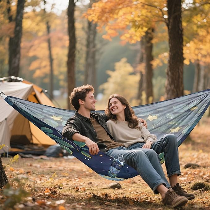ALAZA Cute Hoppo Baby Camping Hammocks Single or 2 Person 500 lbs Portable Parachute Travel Hammock w/Tree Straps for Hiking Backpacking Indoor Outdoor