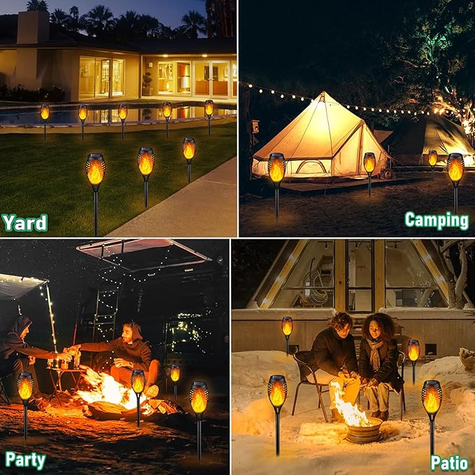Solar Lights Outdoor Solar Torch Light with Flickering Flame for Garden Decor 20.5'' Small Size Solar Powered Garden Lights Waterproof Flame Torches for Outside Patio Pathway Yard Decorations