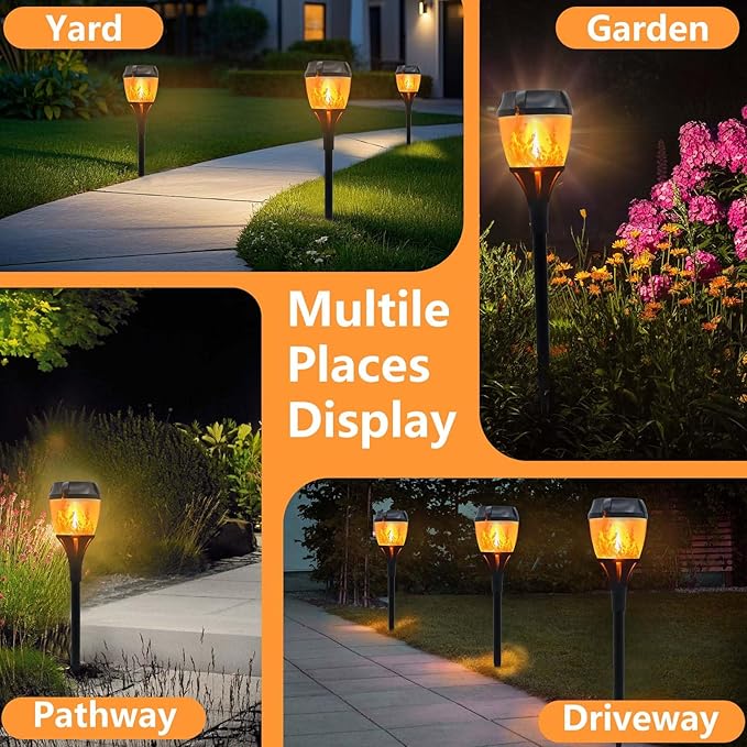 Swingers Solar Lights OutdoorSolar Torch Lights with Flickering FlameWaterproof Outdoor Garden Light for ChristmasGarden Landscape Path Yard Patio (8 Black)