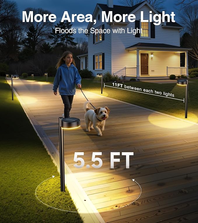 Solar Pathway Lights Outdoor 12 Pack Waterproof Path Light with Bigger LED Spot Lens Brighter Up to 12 Hrs Outdoor Solar Light for Walkway Driveway Yard Garden Patio