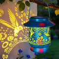 Hummingbird Solar Lanterns Outdoor Waterproof Brim Garden Decor Birthday Gifts for Women Mom GrandmaBlue Spray Paint Metal Hanging Solar Lights Outside Decorative for Yard Patio Backyard
