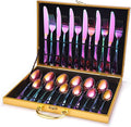 Cutlery Set 24 Piece Elegant Life Stainless Steel Flatware Silverware Service for 6 Knife Fork Spoon Set Ideal for Home/Camping/Party Easy Clean &amp Dishwasher Safe Rose Gold