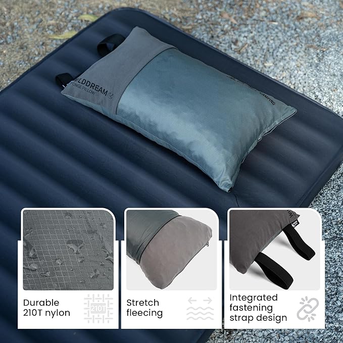 ONETIGRIS Wilddream Camping Pillow Shredded Small Memory Foam Pillow Compact Easy Clean Comfortable for Backpacking Travel and Car Trips 4 Season Use