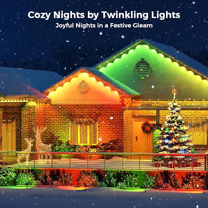 LunaSync Permanent Outdoor Lights 150ft RGBIC Smart LED Eaves Lights with App &amp Remote Control IP67 Waterproof 50 Scene Modes for Christmas Holiday Pool Party &amp Daily Decor