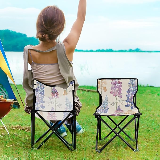 Colorful Lavender Portable Camping Chairs Folding Chair - Durable Oxford Fabric Lightweight Iron Frame Easy Fold Design - Ideal for Outdoor Activities Camping Fishing and Travel