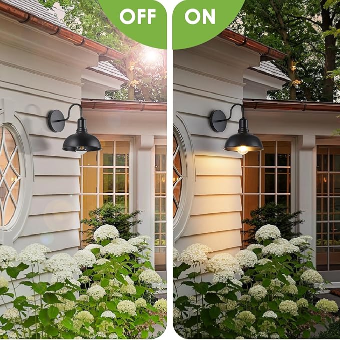 Outdoor Wall Sconce 2 Pack Exterior Waterproof Farmhouse Barn Light Fixture Black Garage Wall Lantern Anti-Rust Front Porch Lamp