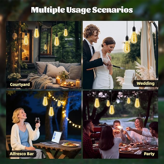 Hanging Solar Lights Glass Edison Bulbs Solar Powered Lantern