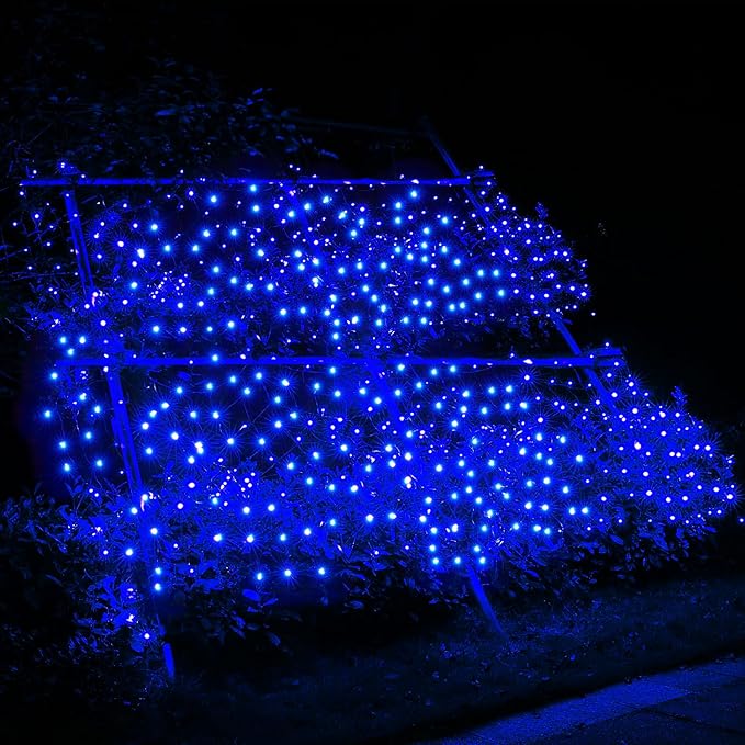 Led Christmas Net Lights Blue Outdoor Christmas Lights 160LED 5ftx7ft Waterproof Outdoor Indoor Fairy Mesh Net Light for Xmas Party Yard Patio Trees Shrubs Bushes Decorations
