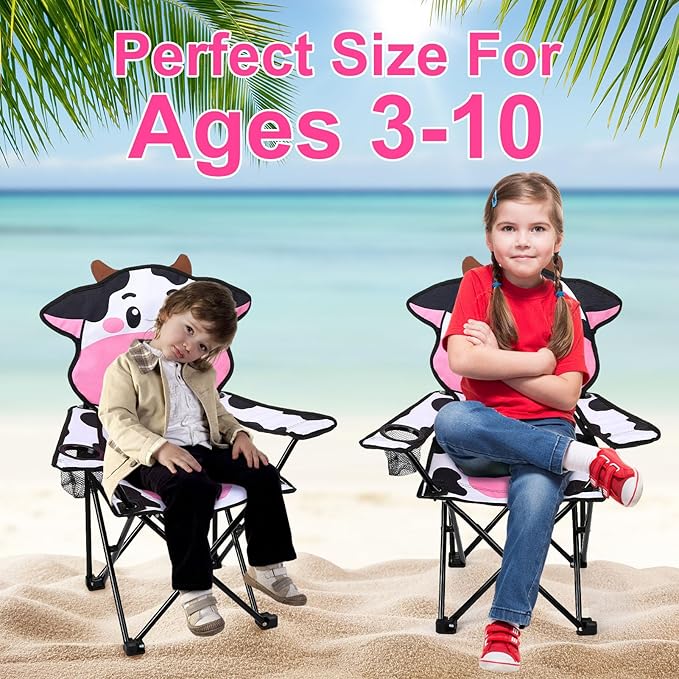 KABOER Kids Outdoor Folding Lawn and Camping Chair with Cup Holder and Carrying Bag Children's Camping Chairs
