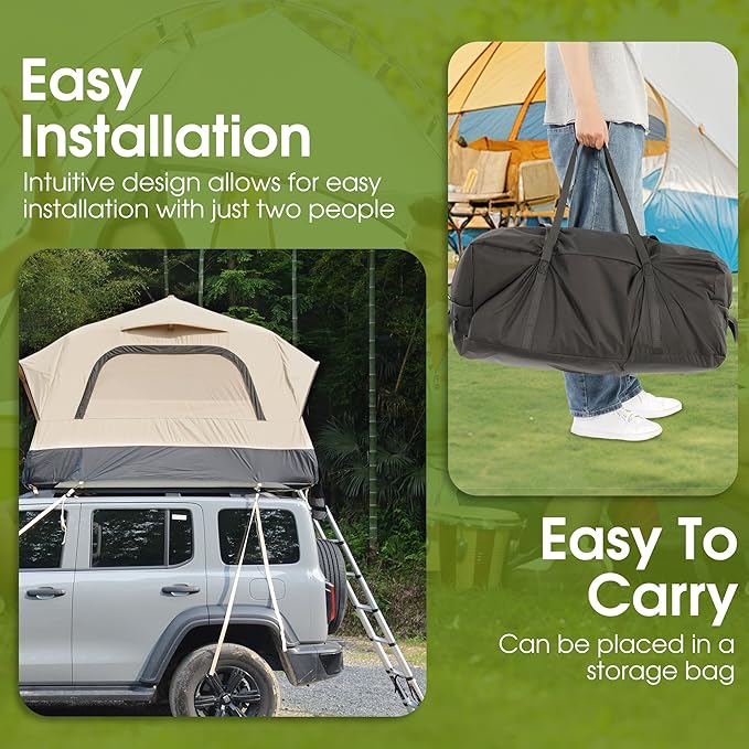 HOMEFUN Inflatable Rooftop Tent for Car Truck 2 Person Roof Tent with Waterproof 300D Fabric Windproof Design for Overlanding and Outdoor AdventureEasy to Set Up