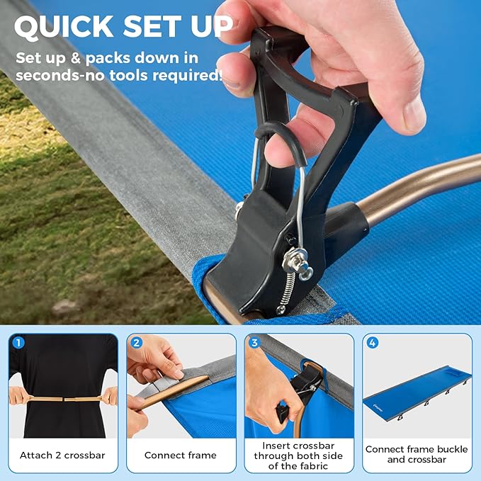 KingCamp Ultralight Camping Cot Portable Folding Tent Camping Cot 265 Lbs Heavy Duty Sleeping Cot with Pillow for Adults Outdoor Backpacking Travel Hiking Blue
