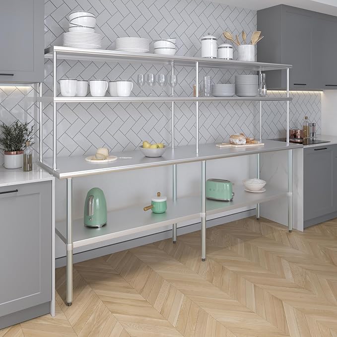 AmGood Double OverShelf Stainless Steel NSF - Many (96 Long x 18 Deep)