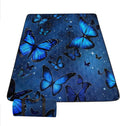 Outdoor Picnic Blanket Portable Ultrasonic Waterproof Picnic Cartoon Butterfly Blue Printed Camping Beach Mat for Sand and Wet Grass Hiking (Cartoon Butterfly S