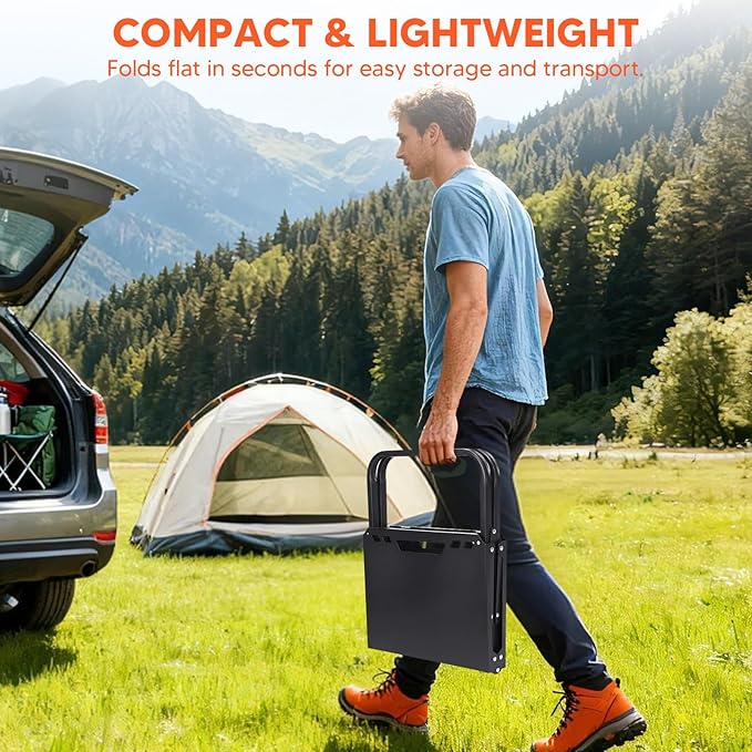 Tactical Camping Table Portable Folding Camping Table Carbon Steel Outdoor Backpacking Table with Storage Bag for Hiking Fishing Travel Picnic &amp BBQ