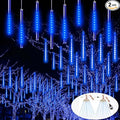 2 Pack Extendable Christmas Lights Decorations Outdoor 16 Tubes 384 LEDs Meteor Shower Lights with Timer Cascading Falling Raindrop String Light Plug in for Holiday Graden Yard Tree Xmas Decor (Blue)