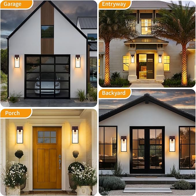 15'' Oil Rubbed Bronze Motion Sensor Outdoor Front Porch Light Fixtures Wall Mount 2 Pack Waterproof Exterior Wall Sconce Large Lantern LampOutside Coach Light for HouseGarageYard