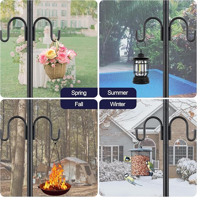 10FT String Light Poles 2Pack 1.5 Inch Heavy Duty Poles for Outdoor String Lights with Shepherd Hook 2 in 1 Light Pole with Anchor for Garden Backyard Patio Bistro Cafe