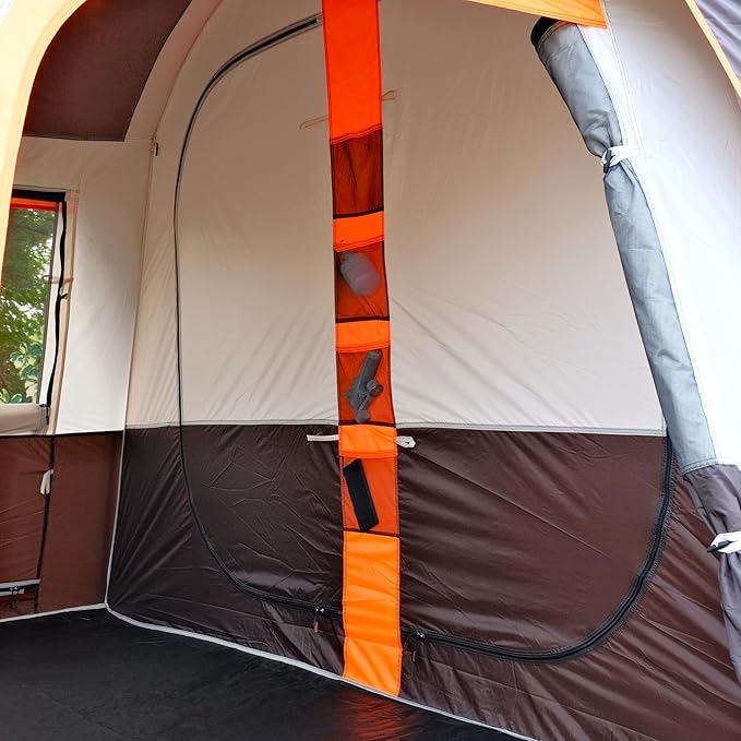 KTT Extra Large Tent 10-12-14 Person(A)Family Cabin Tents2 Rooms3 Doors and 3 Windows with MeshStraight WallWaterproofDouble LayerBig Tent for OutdoorPicnicCampingFamily Gathering