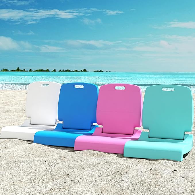 GYMAX Foldable Poolside Chairs for Edge of Pool Portable Pool Chair with Handle Drainage Hole Lightweight Folding Flip Seat for Beaches Camping Fishing Tailgating Lawn (Blue1)