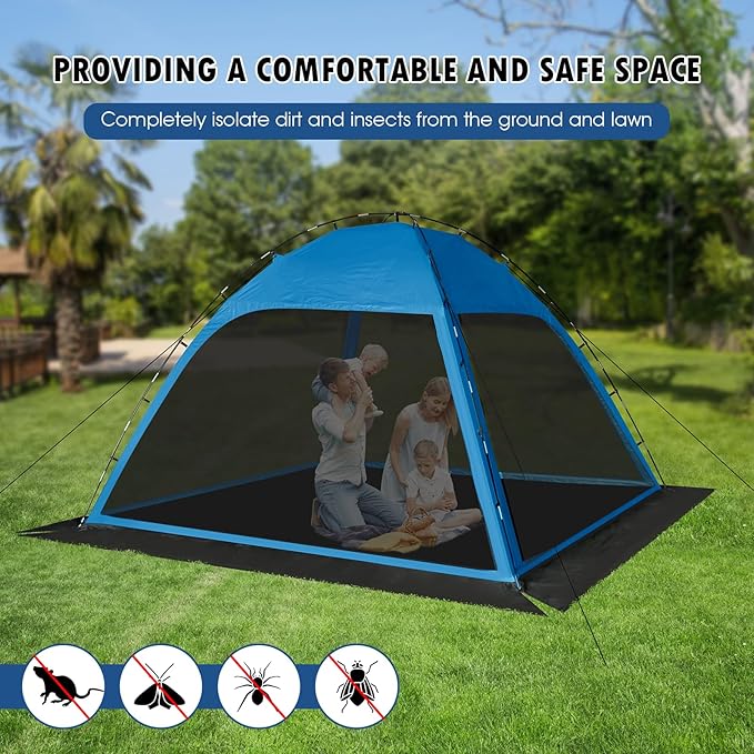 Screen Tent with Removable Floor Siebwin Large 10'x10' Gazebos with Mosquito Netting and Removable Floor Sunproof Outdoor Canopy Tent for Backyard Outside Activities Blue