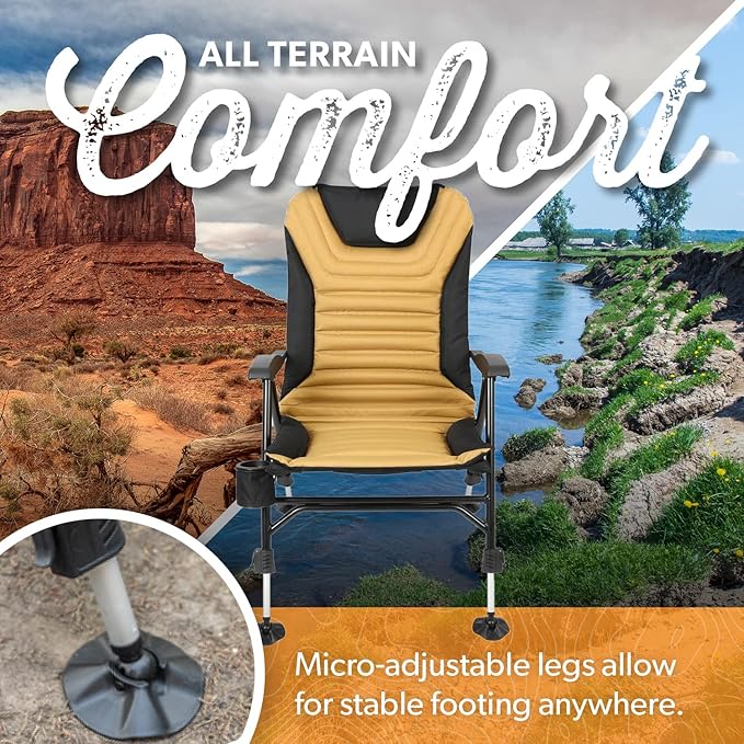 Kuma Outdoor Gear Off Grid Chair Ultimate Portable Luxury Rugged Outdoor Folding Chair for Camping Glamping Sports &amp Outdoor Adventures (Sierra/Black)