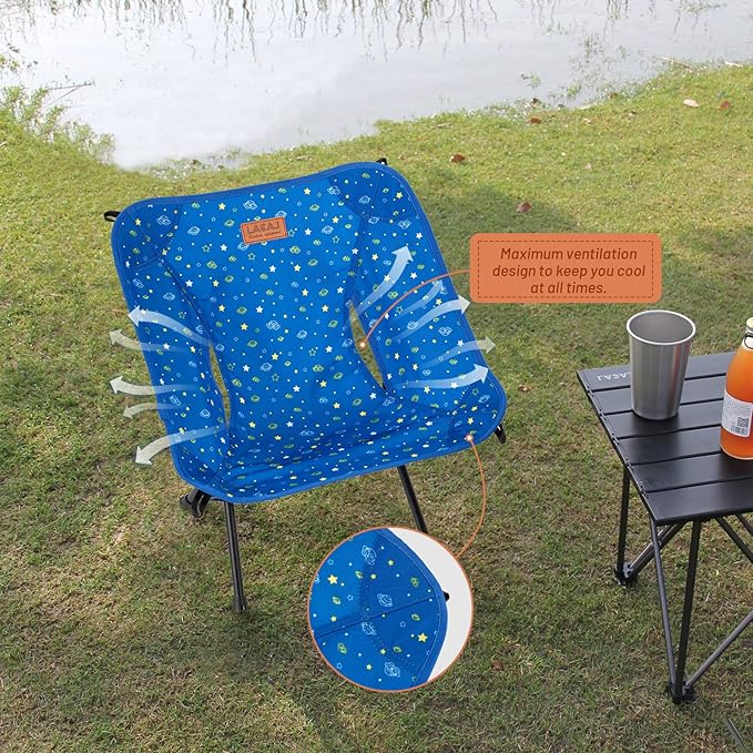 Protable Lightweight Chair for Youth Compact Folding Size 12.6“×4.3 Only Weights 1.6lbs 600D Oxford Fabric Durable Aluminum Alloy Frame Easy to Storage &amp Carry(Blue)