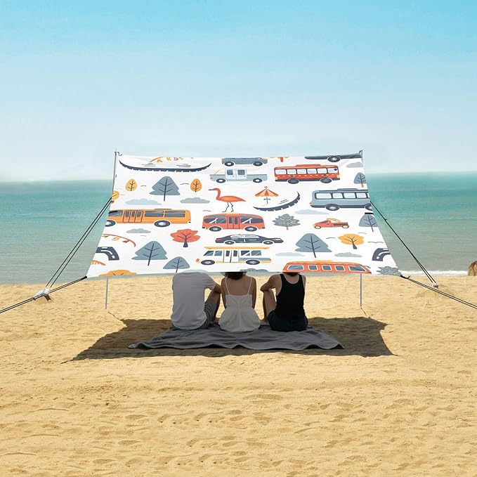 Cars Camping Sun Shelter Beach Tent Portable Beach Sun Shade Outdoor Canopy for Camping Trips Fishing Picnic