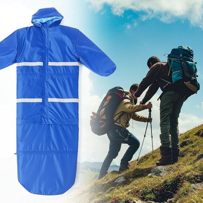 Macarrie Wearable Sleeping Bag with Dual HoodieLongsleevesPockets and Adjustable DrawstringIdeal for Camping Cold Weather Hiking BlanketShelter