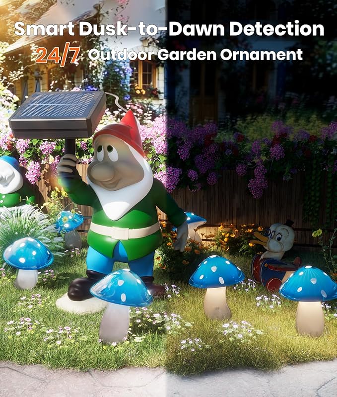 Solar Mushroom Lights Outdoor 9 Pack Garden Outdoor Decor 8 Lighting Modes IP65 Waterproof Crystal-Clear Fairy Decoration for Pathway/Yard/Flower Bed/Patio/Landscape/Backyard/Dwarf String 30 FT