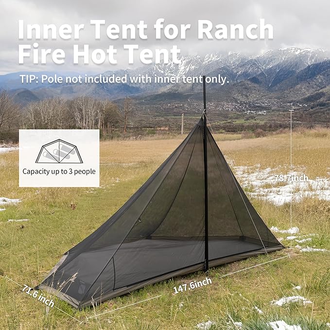 Naturehike Ranch Fire Teepee Tent Cold Weather Winter Hot Tent with Stove Jack 4-6 Person Waterproof Windproof 4 Season Tents for Camping