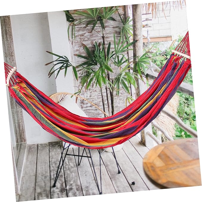 Outdoor Hammock Striped Canvas Swing Bed Garden Camping Travel Hammock
