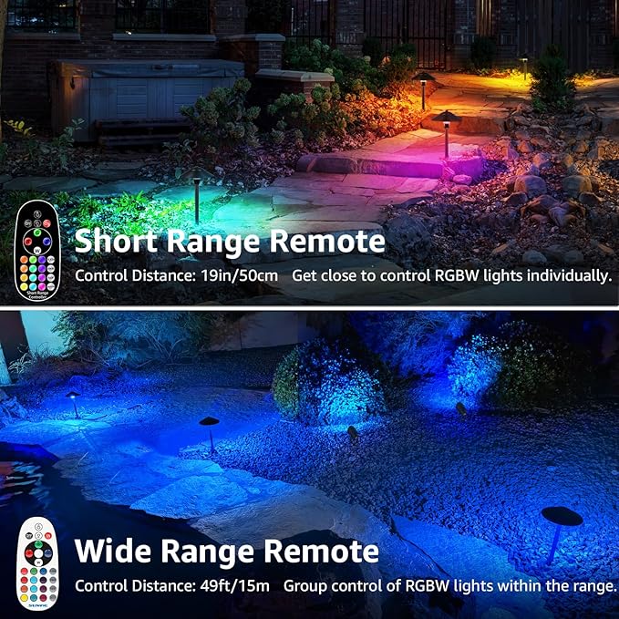 SUNVIE RGBW Low Voltage Pathway Lights 3W Color Changing Landscape Lights 12-24V Multi-Color Path Lights Waterproof for Yard Garden Walkway Holiday Landscape Path Lighting ETL Listed Cord 4 Pack
