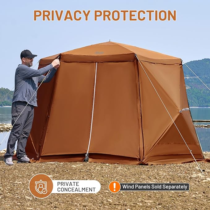 TIMBER RIDGE Easy Pop Up Gazebo Canopy Tent for Camping 11.5 X 9.8 Ft Portable Instant Screenhouse Pop Up Screened in Canopy with Netting for Backyard Patio Outdoor Tailgating Picnics Orange