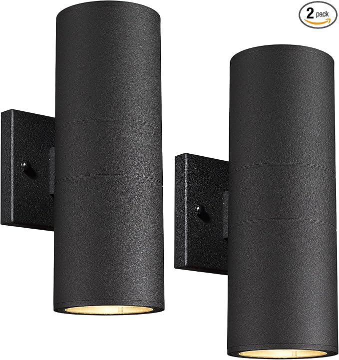 Ken &amp Ricky Outdoor Wall Sconce Lights Black Exterior Lighting Fixtures Outside Porch Lights Outdoor Wall Light Fixtures for House Garage Front Door Patio -2 Pack