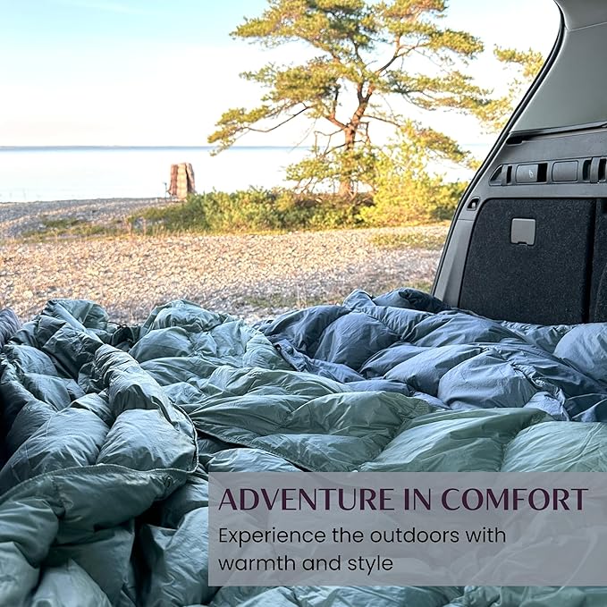 Down Camping Blanket with Footbox – Lightweight Packable Water Resistant Backpacking Quilt &amp Warm Puffy Compact Outdoor Throw – 52x77 with Stuff Sack for Stadium Hiking &amp Travel