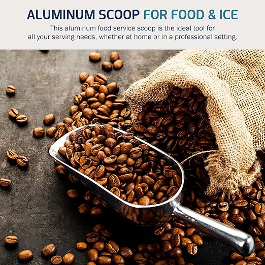 OCS Parts Aluminum 13.5-Inch Food and Ice Scoop | 58-Ounce | Professional Grade Scooper for Ice Flour Candy Sugar Rice Popcorn Coffee and Beans for Home or Commercial Kitchens