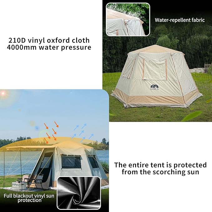 ONTYZZ Large Waterproof Tents Family Tent for Camping Hiking Outdoor Picnic