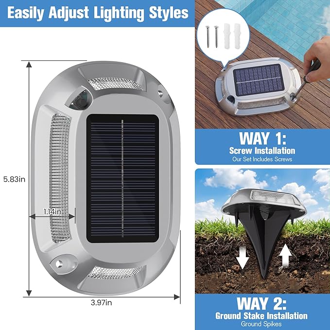 VOLISUN Solar Driveway Lights Dock Deck Lights with Remote 12 Pack9 Colors in 1 Led IP67 Waterproof Outdoor Warning Step Lights for Driveway Sidewalk Pathway RGB