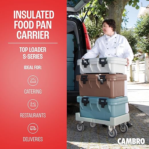 Cambro Insulated Food Pan Carrier - 6 Inch Deep Hotbox and Food Warmer for Catering &amp Transport - Top Load S-Series (Black)