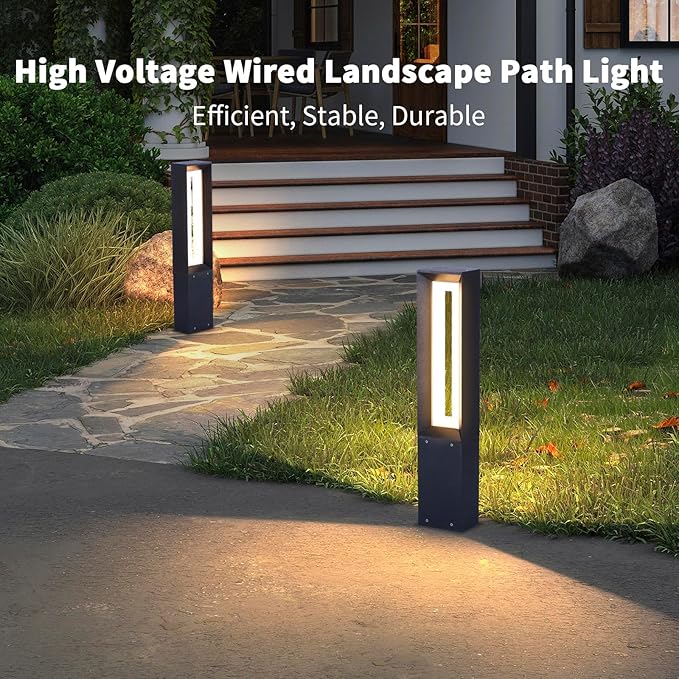 Outdoor Path Light 31.5 Pathway Walkway Lights Hard Wired Waterproof Landscape LED Bollard Lighting Yard Lawn Lamp 3000K Ground Lantern Outside for Garden Sidewalk Patio Decoration